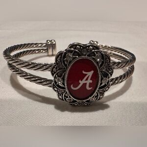 Alabama (A) Crimson Tide Silver Rope Bracelet